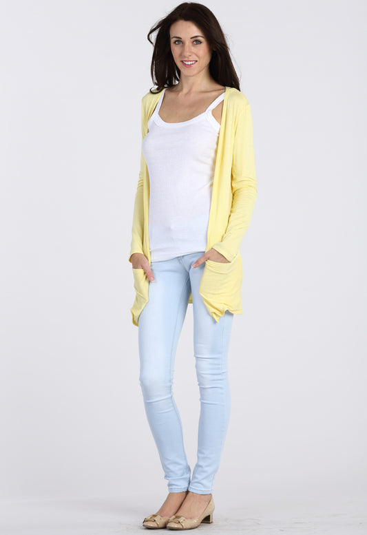 Yellow Boyfriend Pocket Cardigan