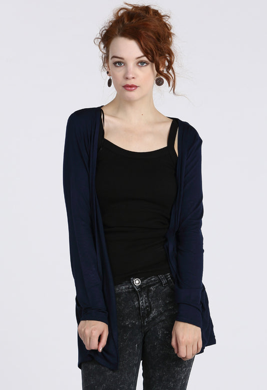 Navy Boyfriend Pocket Cardigan