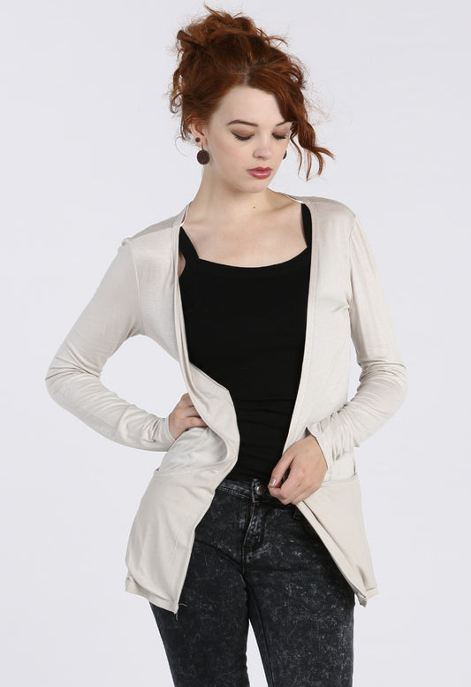 Stone Boyfriend Pocket Cardigan