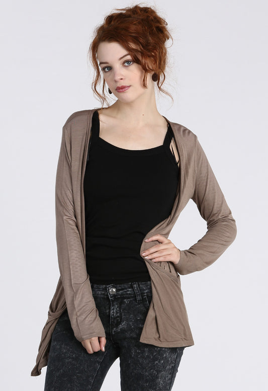 Mocha Boyfriend Pocket Cardigan