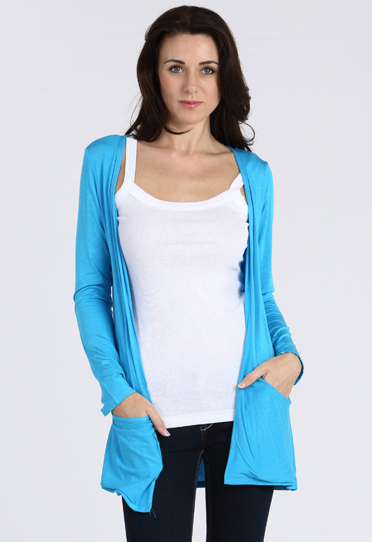 Turquoise Boyfriend Pocket Cardigan