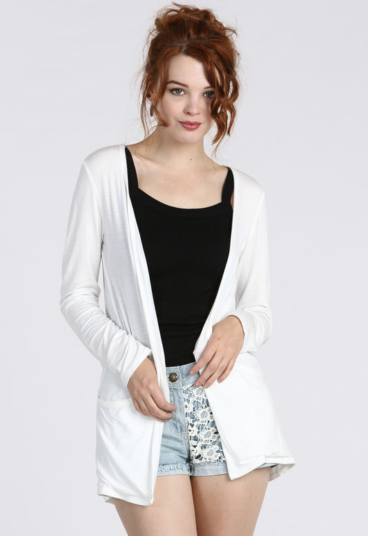 Cream Boyfriend Pocket Cardigan