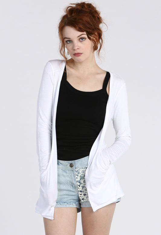 White Boyfriend Pocket Cardigan