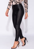 Black P.U High Waist Wet Look Leggings