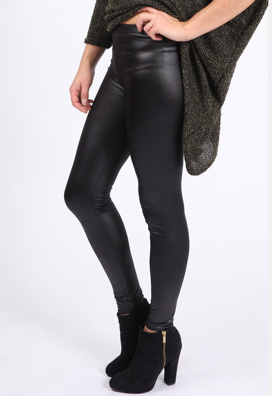 Black P.U Wetlook Leggings