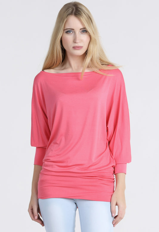 Coral Long Sleeve Batwing Top