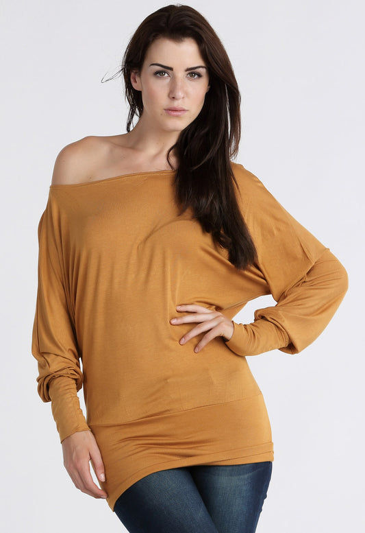 Mustard Long Sleeve Batwing Top