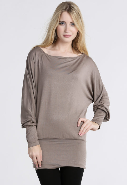 Mocha Long Sleeve Batwing Top