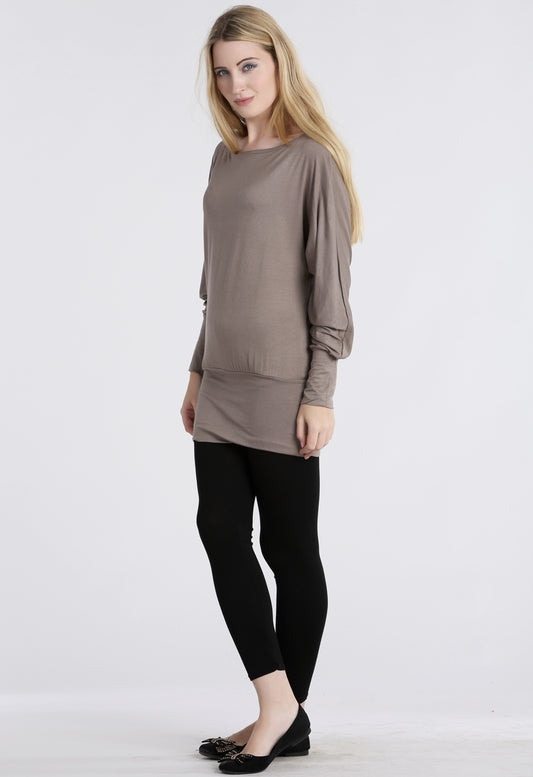 Mocha Long Sleeve Batwing Top