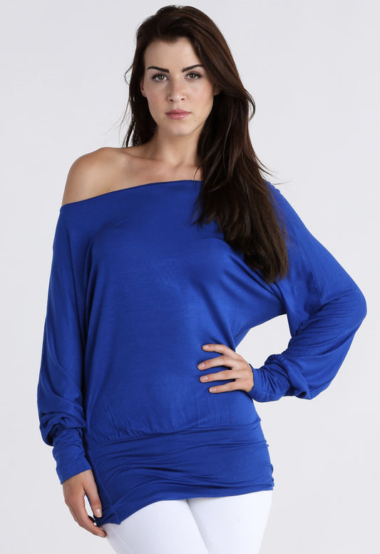 Royal Blue Long Sleeve Batwing Top