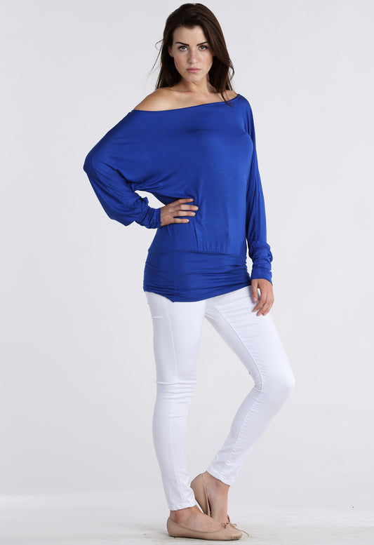 Royal Blue Long Sleeve Batwing Top