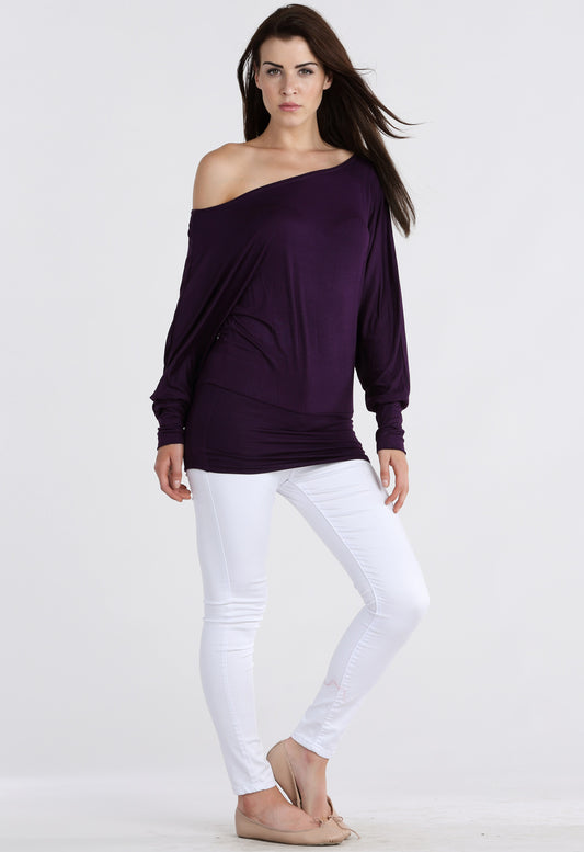 Purple Long Sleeve Batwing Top