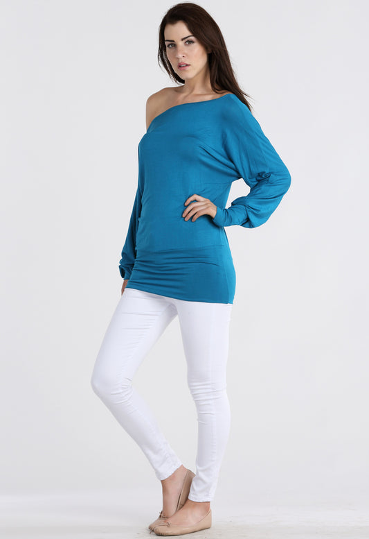 Teal Long Sleeve Batwing Top