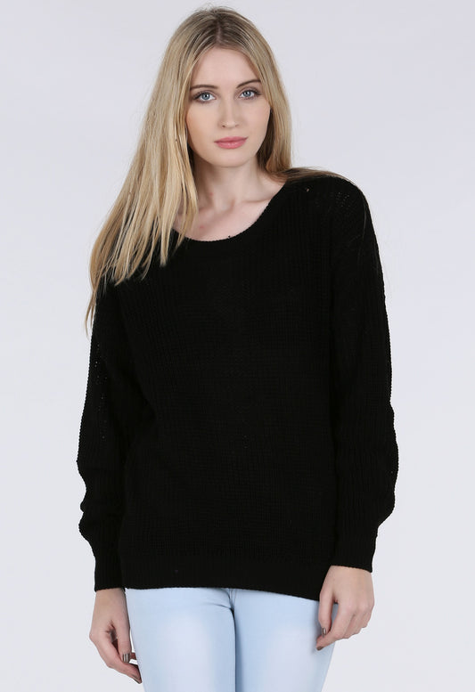 Black Long Sleeve Knitted Jumper