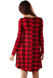 Red Tartan Long Sleeve Mini Swing Dress