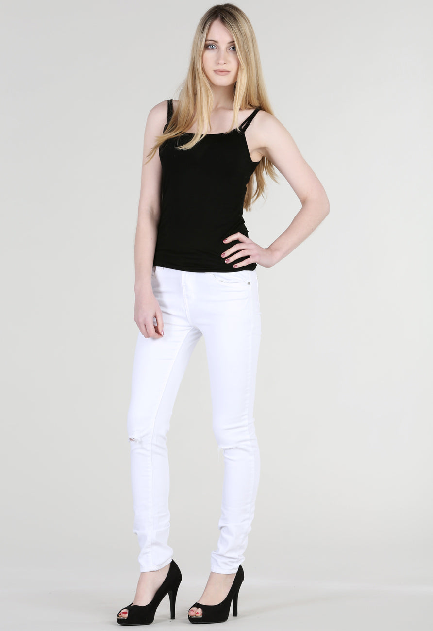 White Ripped Knee Skinny Fit Jeans