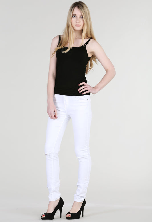 White Ripped Knee Skinny Fit Jeans