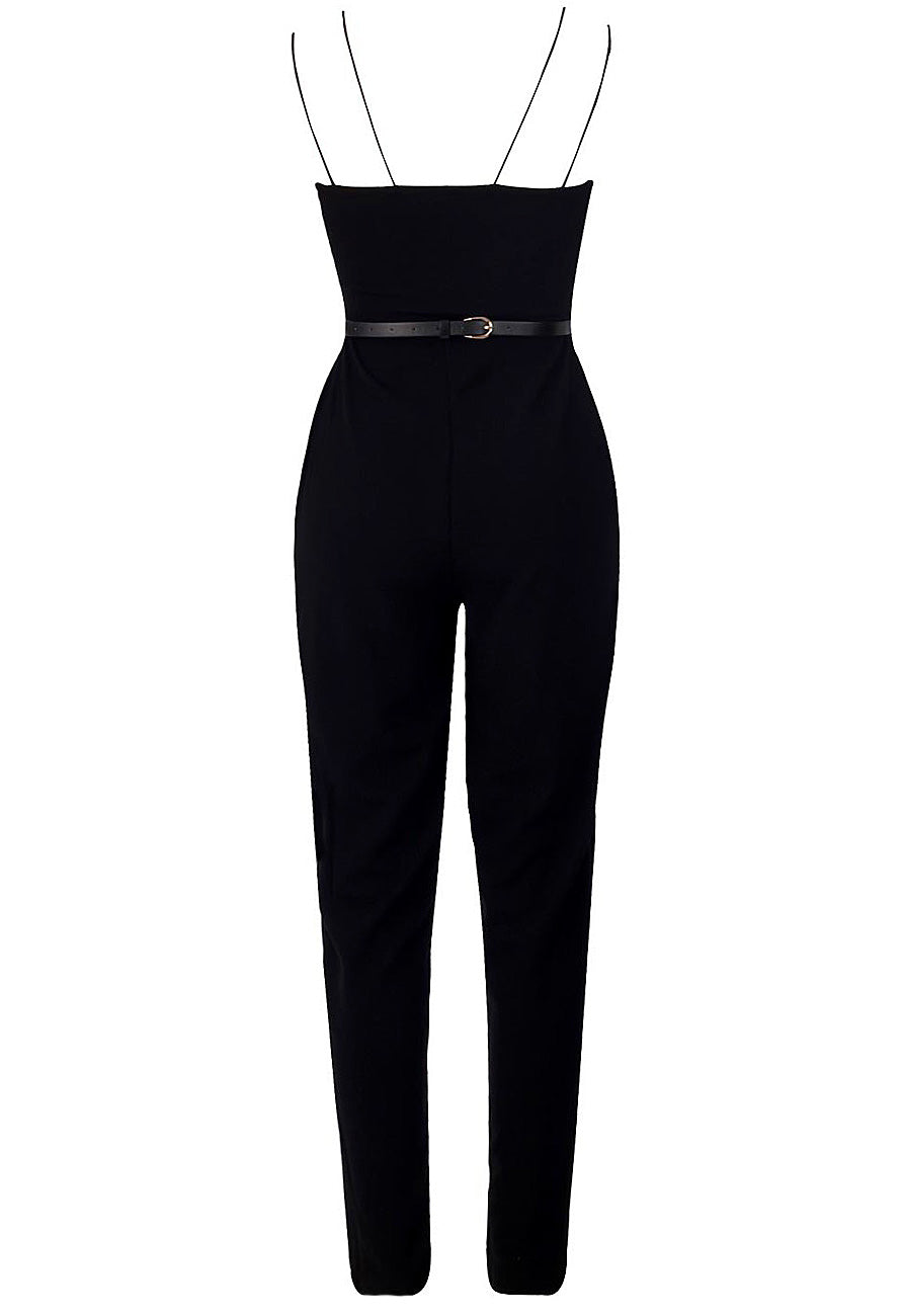 Black Cami Softtouch Gold Buckle Jumpsuit