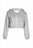 Grey Cropped Zip Up Hoodie