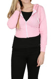 Pink Cropped Zip Up Hoodie