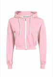 Pink Cropped Zip Up Hoodie