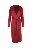 Wine Waterfall Collar Belted Duster Coat