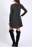 Charcoal Long Sleeve Mini Swing Dress