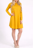 Mustard Long Sleeve Mini Swing Dress