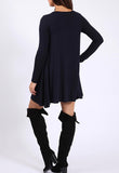 Black Long Sleeve Mini Swing Dress