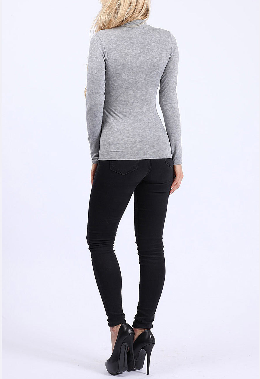 Grey Jersey High Neck Top