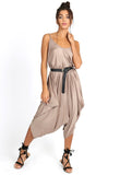 Mocha Strappy Harem Style Jumpsuit