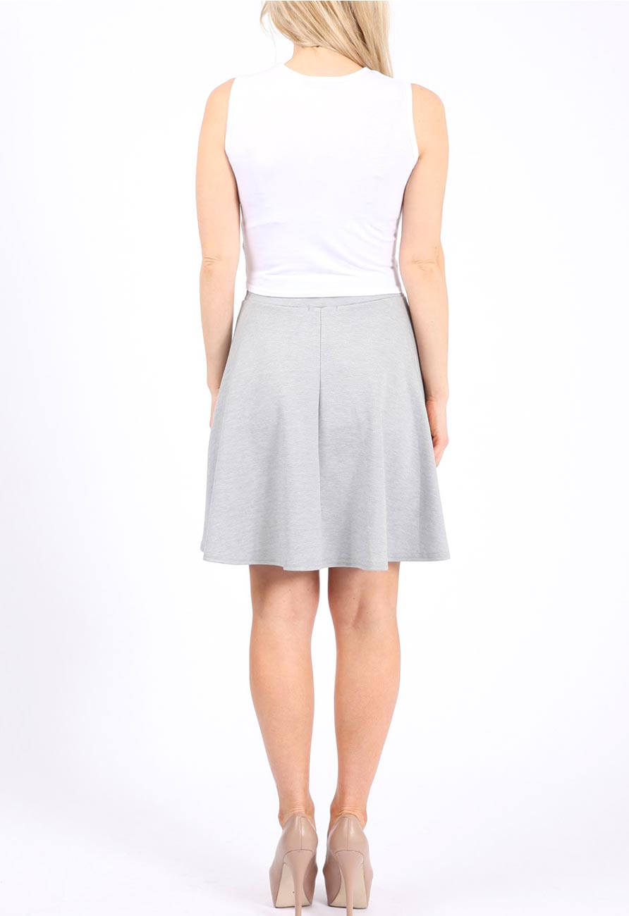 Grey Mini Flared Ponte Skater Skirt