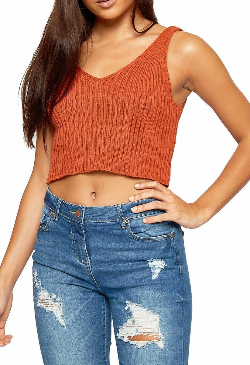 Rib Knit Cropped Vest Top