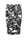 Skull N Rose Print Midi Skirt