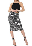 Skull N Rose Print Midi Skirt