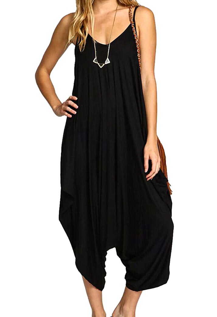 Black Strappy Harem Jumpsuit