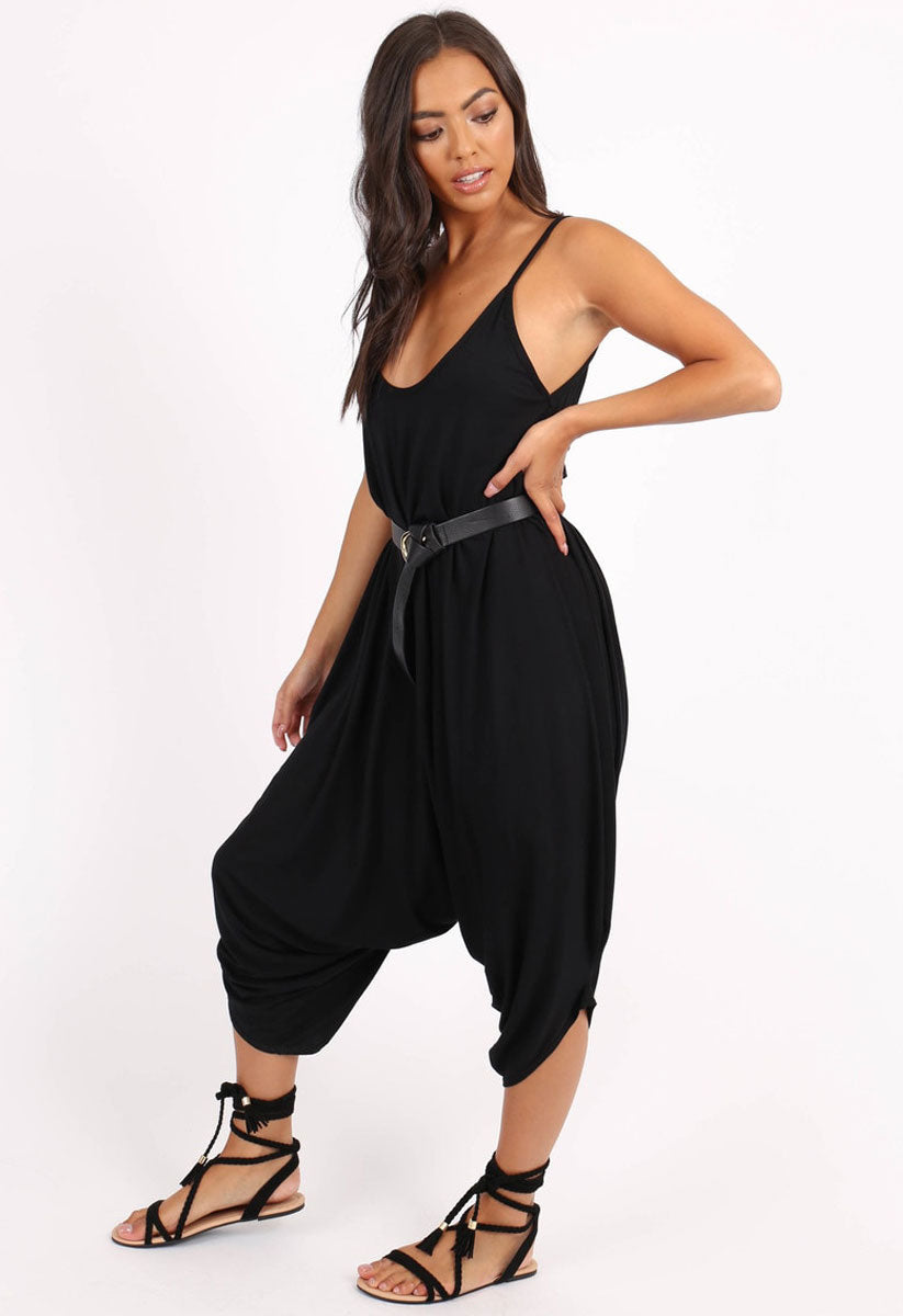 Black Strappy Harem Jumpsuit