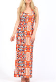 Orange Geo Aztec Racerback Maxi Dress