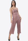 Rose Gold Plisse Open Tie Back Stappy Jumpsuit