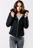 Black Quilted Puffer Bomber Jacket