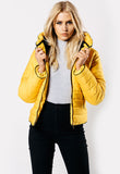 Mustard Quilted Puffer Bomber Jacket