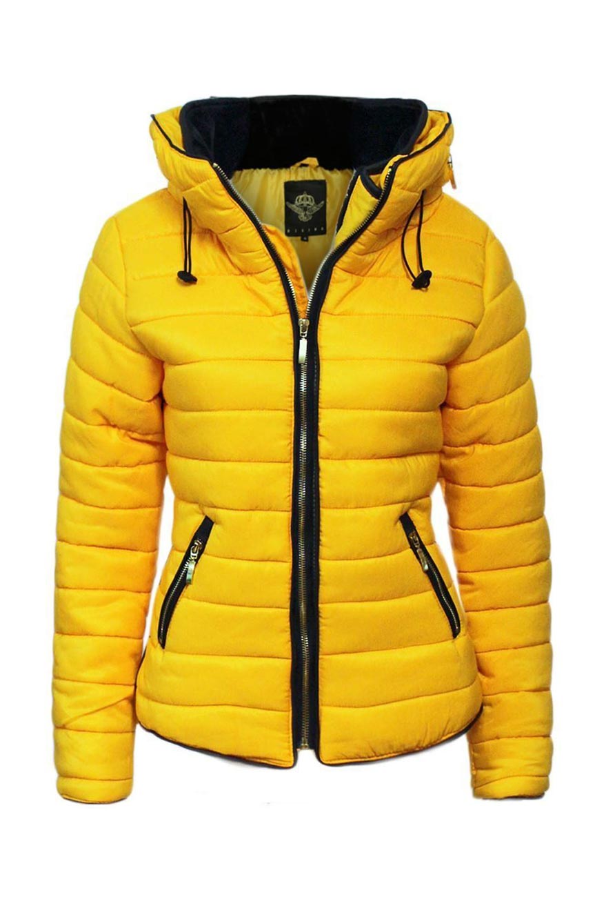 Mustard Quilted Puffer Bomber Jacket