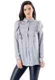 Grey Front Frill Shirt