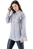 Grey Front Frill Shirt