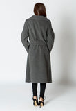 Charcoal Waterfall Collar Belted Duster Coat