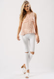 Blush Popper Front Vest With Patch Pockets