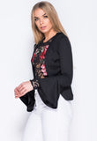 Black Bell Sleeve Open Front Blazer