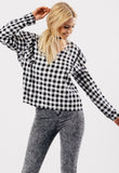 Black Check Monochrome Top