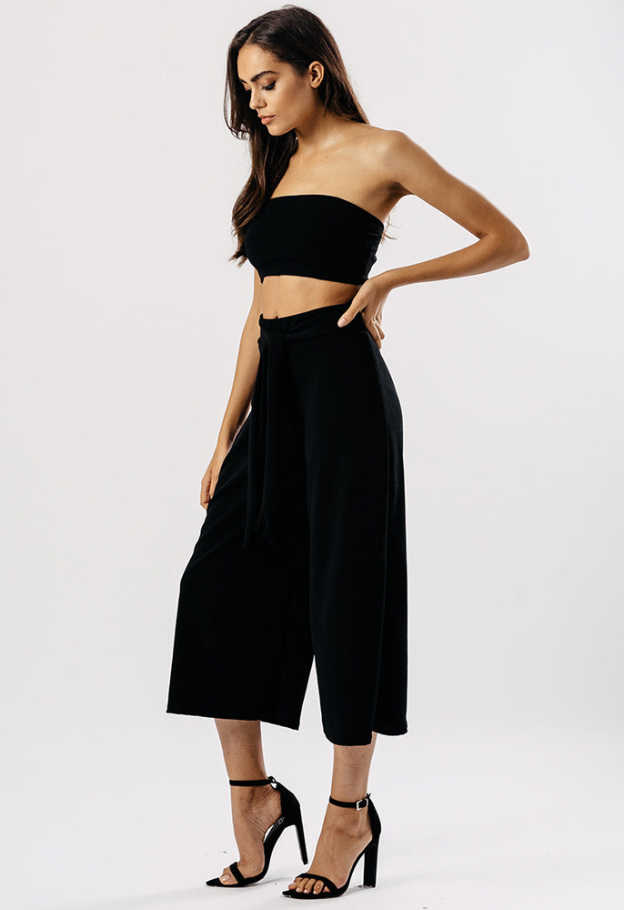 Black Tube Top & Culotte Co Ord Set