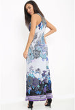 Purple Paisley Print  Maxidress With Mesh Back